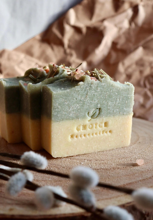 Natural Soap "Lemongrass" with Himalayan Salt and Cambrian Clay, Vegan & Palm Oil-Free, Nourishing Handmade Soap